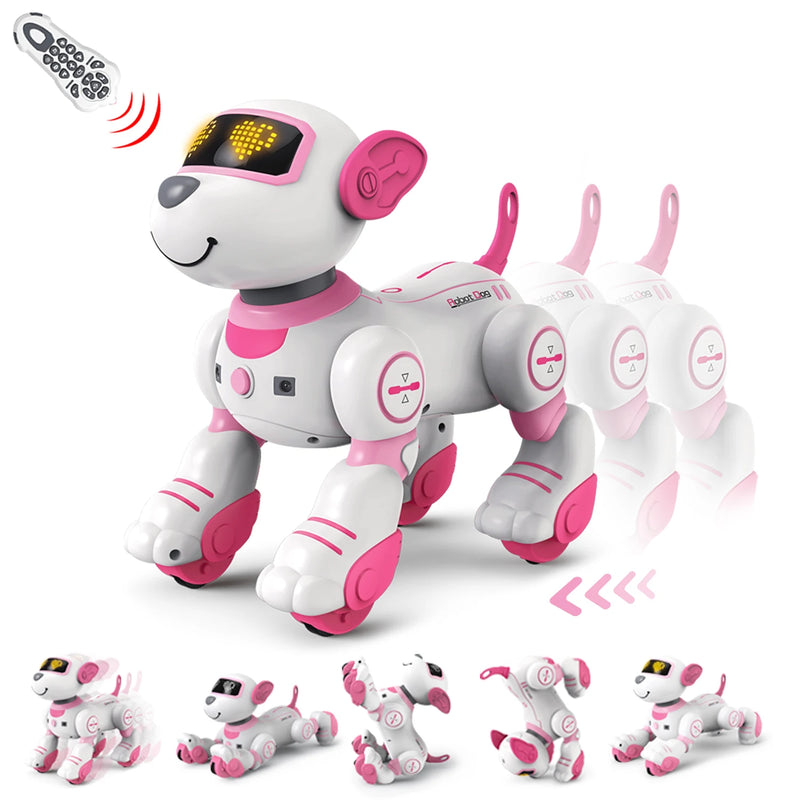 Robô Cão, com controle remotoProgramável Inteligente Interativo Stunt Robot Cão com Função de Toque, Cantando Dançando Andando Brinquedo Inteligente