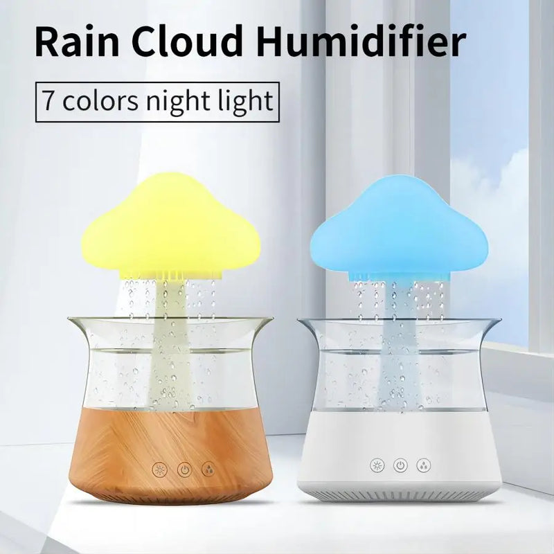 Umidificador Difusor Relaxante com gotas de chuva, aromotetrapia com lâmpadas de varias cores